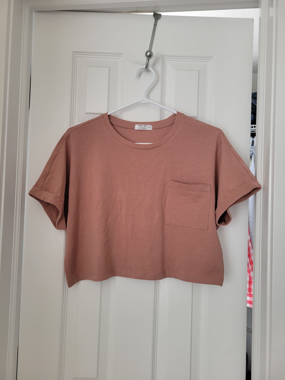 Ardene Dusty Rose Boxy Crop Pocket Tee